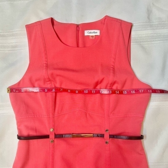 Calvin Klein Sheath Dress Sleeveless Belted Sz 10 EUC - Picture 9 of 14